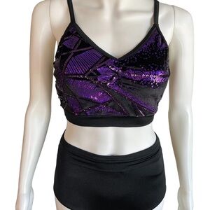 Sparkling Purple and Black Kids Dance Costume